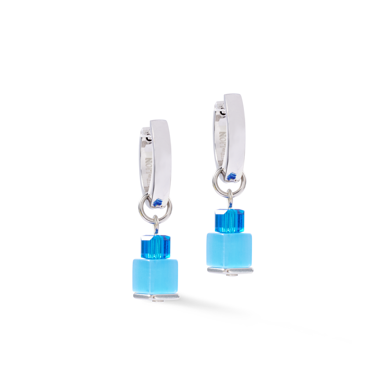 Boucles d'oreilles créoles Cube Fusion Charm argent-océan