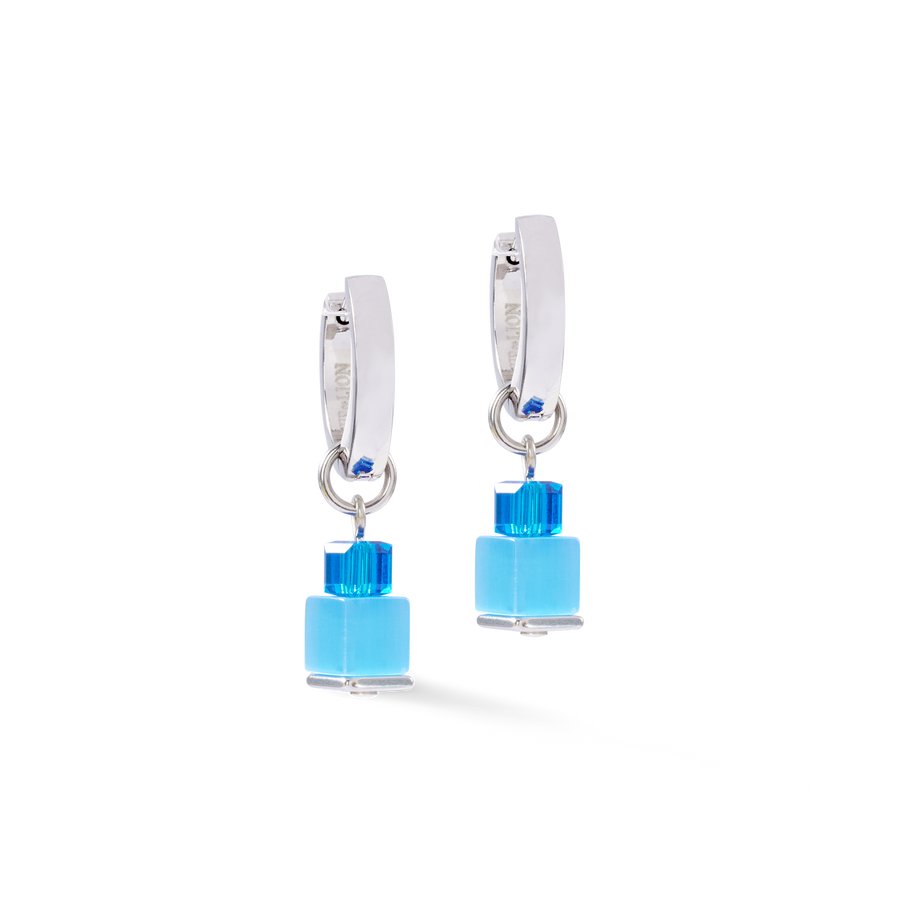 Boucles d'oreilles créoles Cube Fusion Charm argent-océan