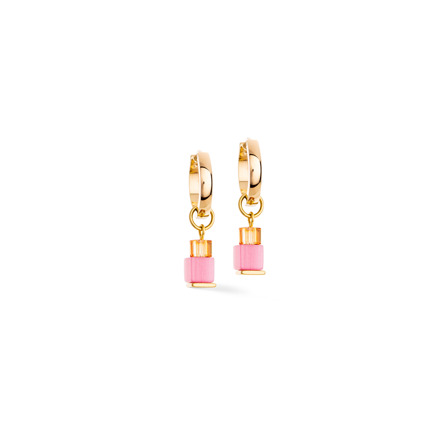 Boucles d'oreilles Créole Cube Fusion Charm or-rainbow
