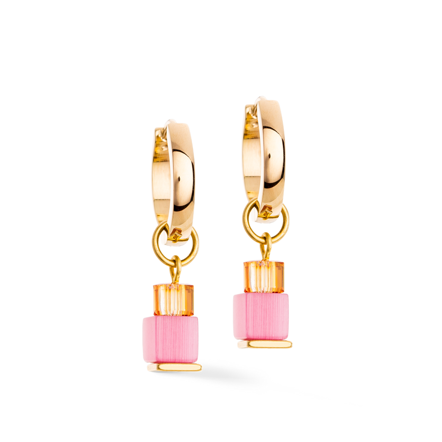 Boucles d'oreilles Créole Cube Fusion Charm or-rainbow