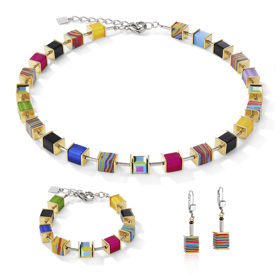 Boucles d'oreille GeoCUBE® Malachite or