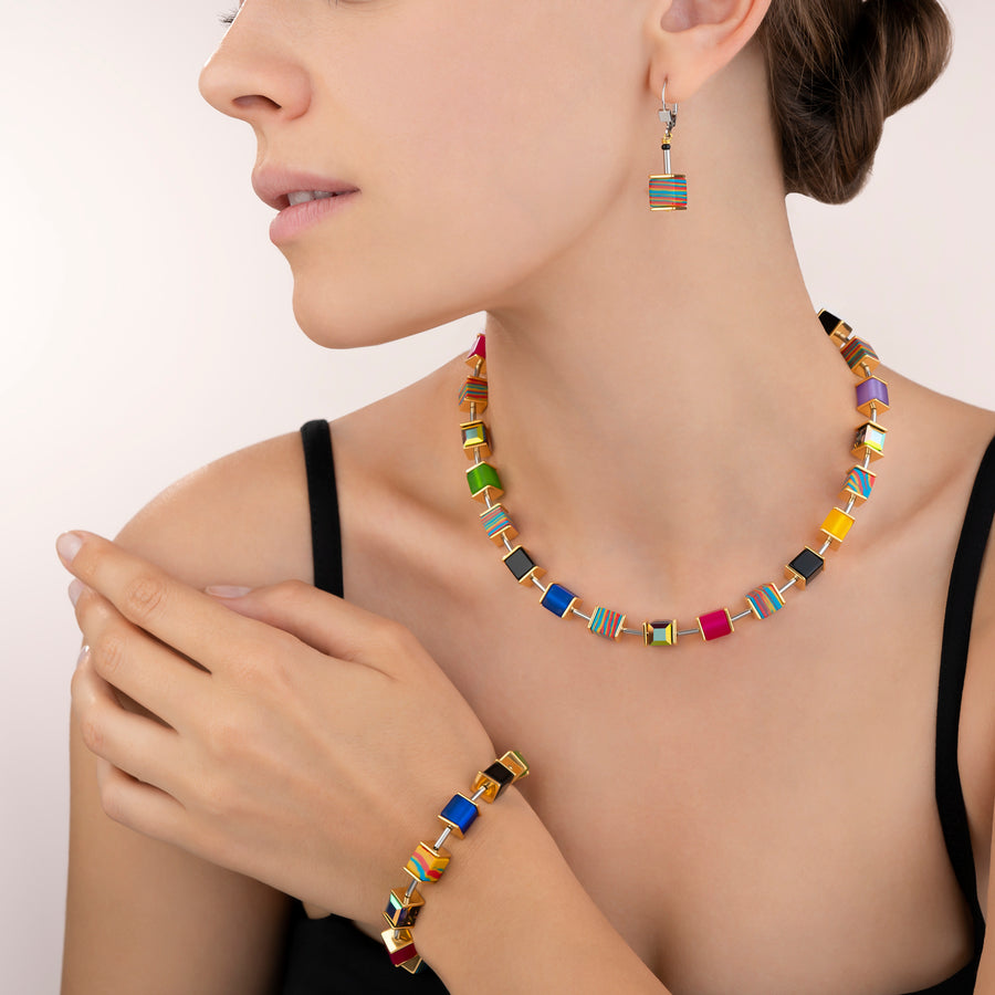 Boucles d'oreille GeoCUBE® Malachite or