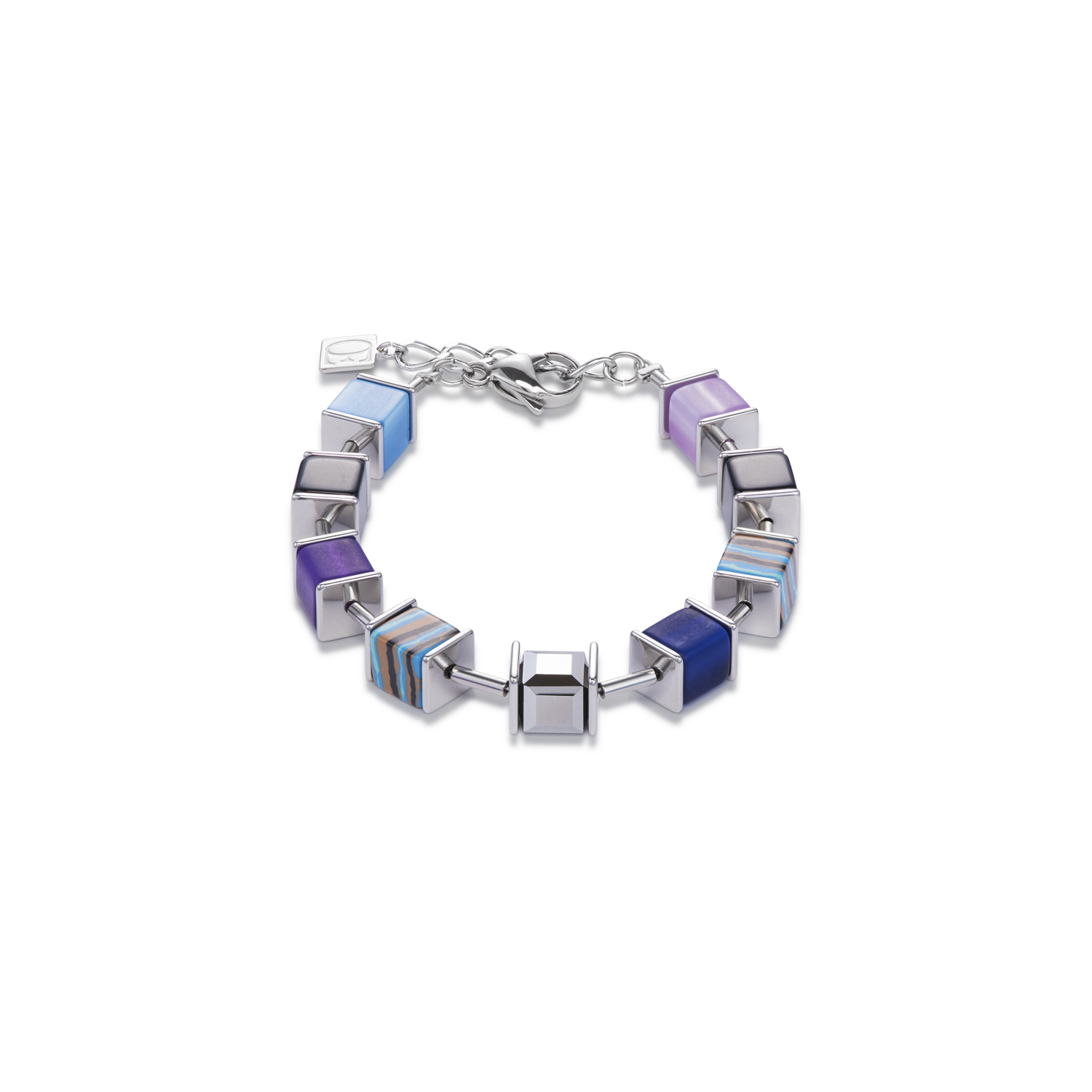Bracelet GeoCUBE® Cristaux & Malachite bleu-mauve