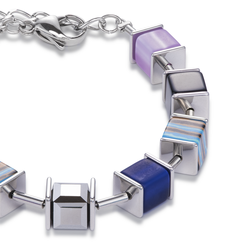 Bracelet GeoCUBE® Cristaux & Malachite bleu-mauve