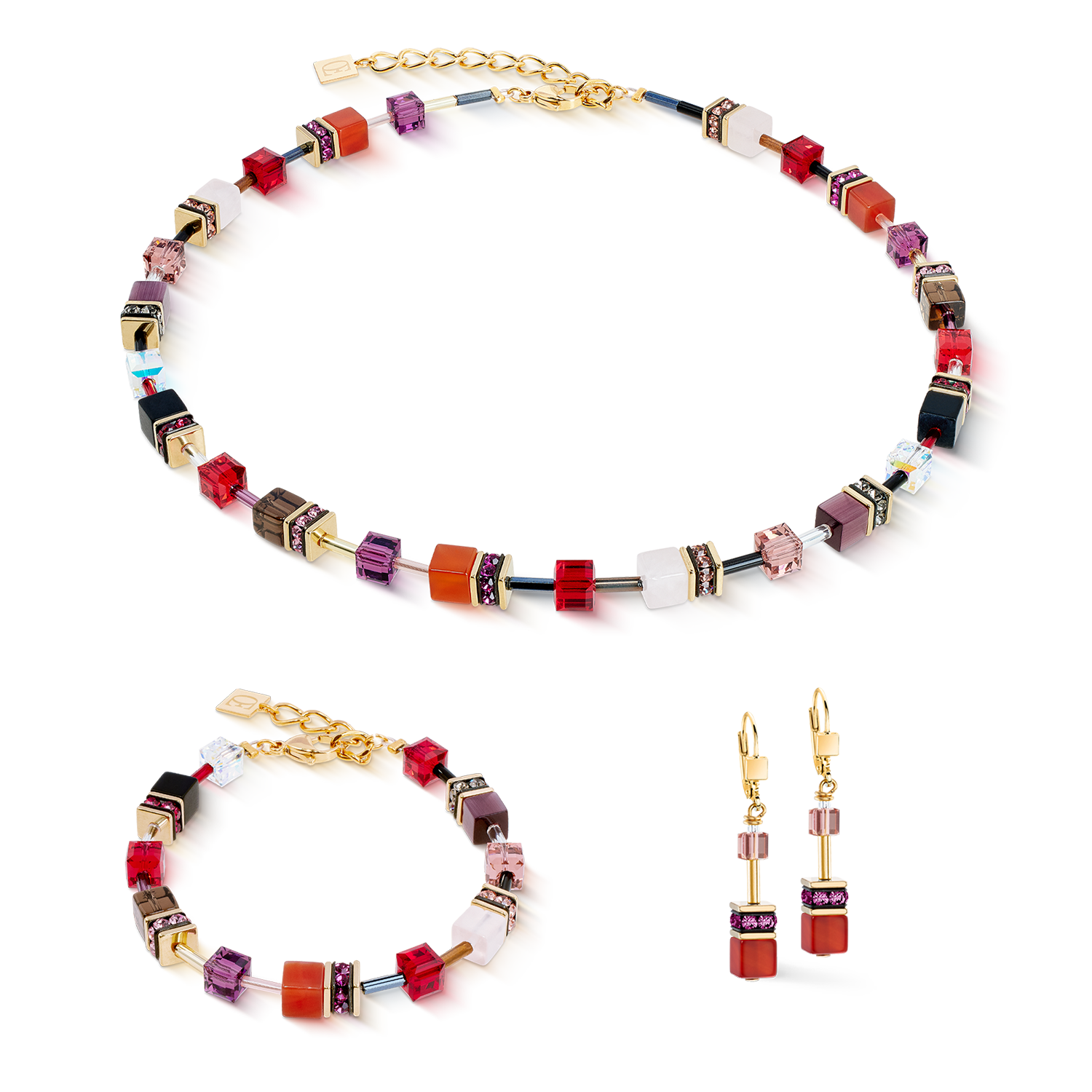 Collier GeoCUBE® Iconic Precious Festive rouge