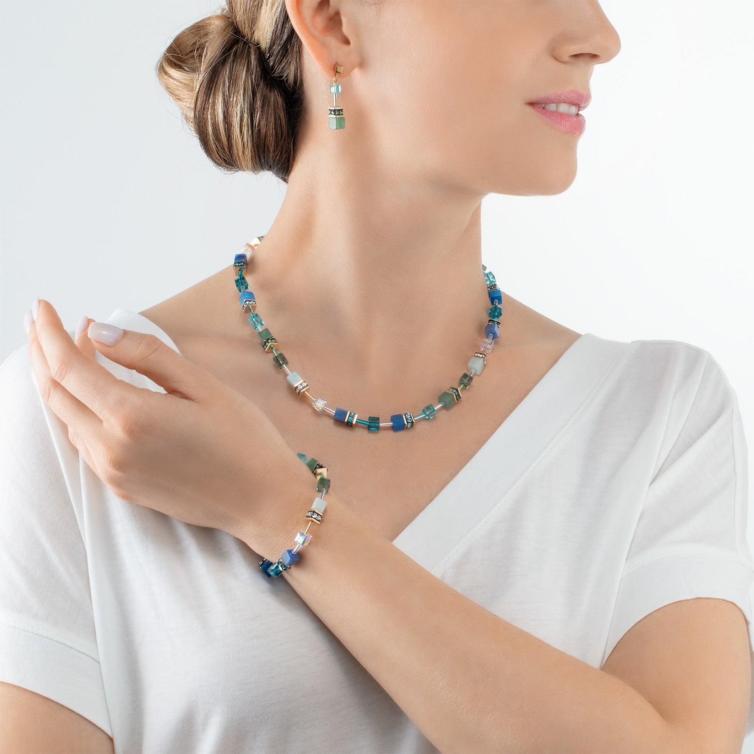 Collier GeoCUBE® Iconic Precious vert-turquoise