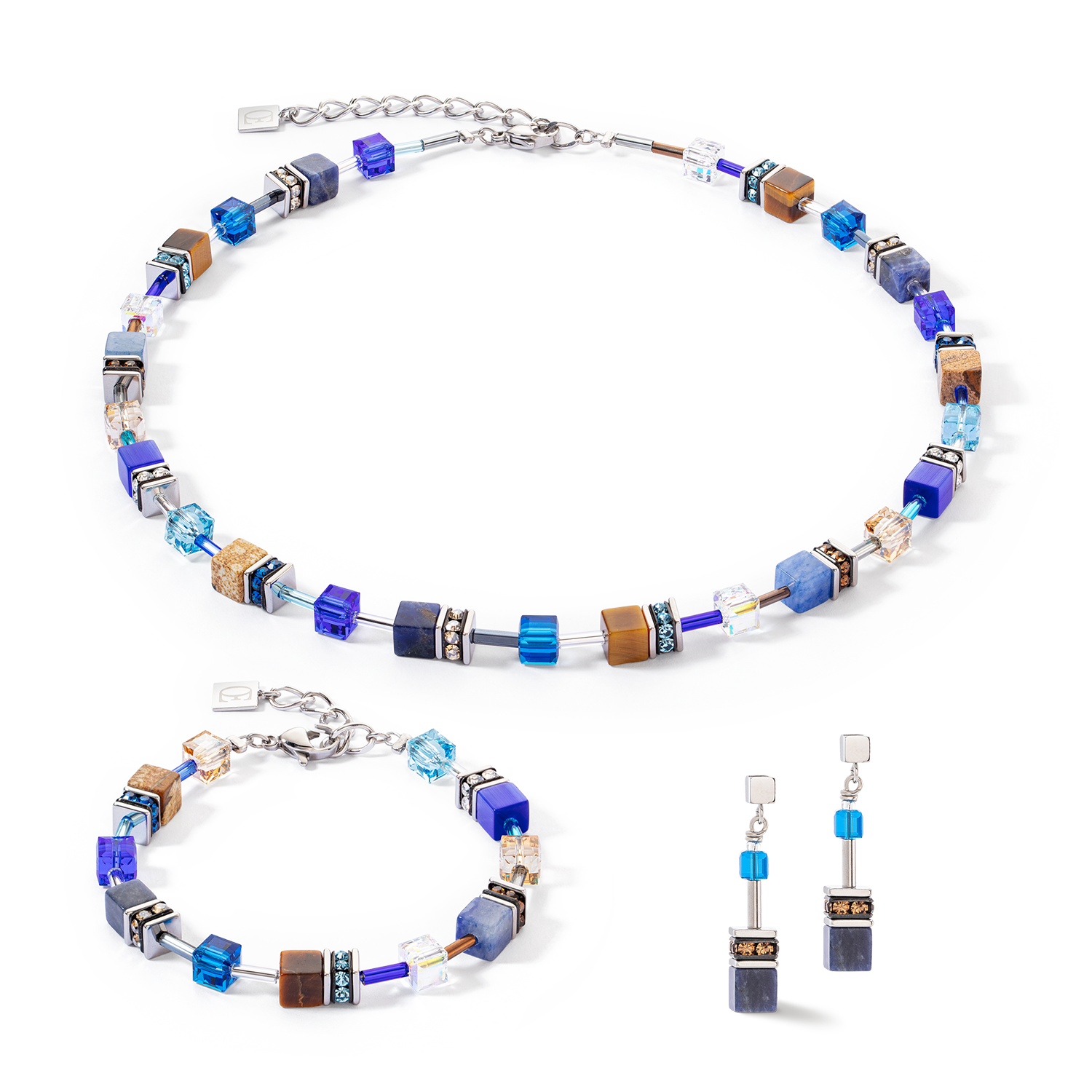 Collier GeoCUBE® Iconic Precious bleu-brun