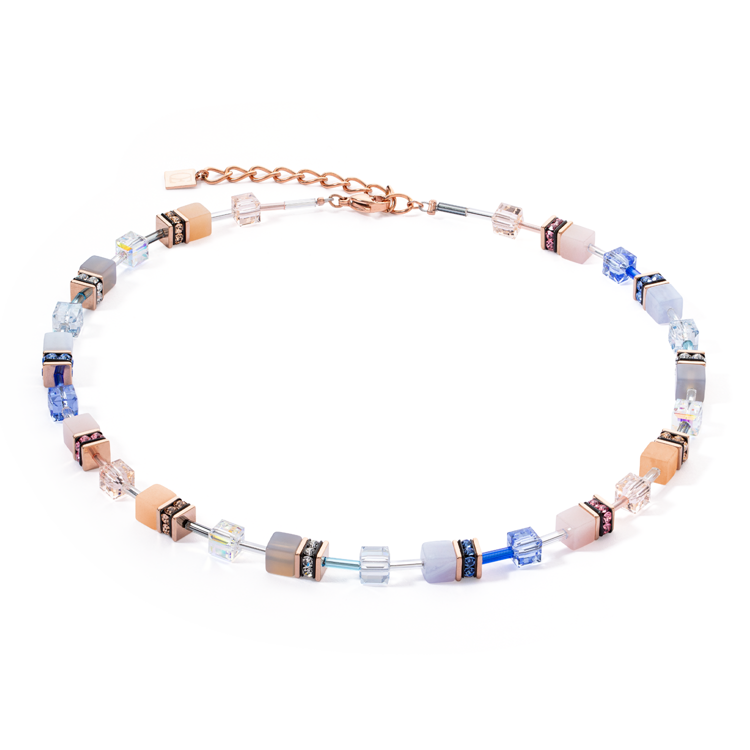 Collier GeoCUBE® Iconic Precious bleu clair-beige