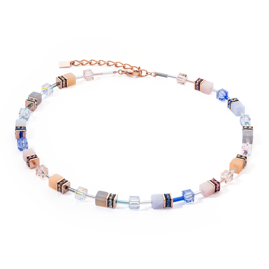 Collier GeoCUBE® Iconic Precious bleu clair-beige