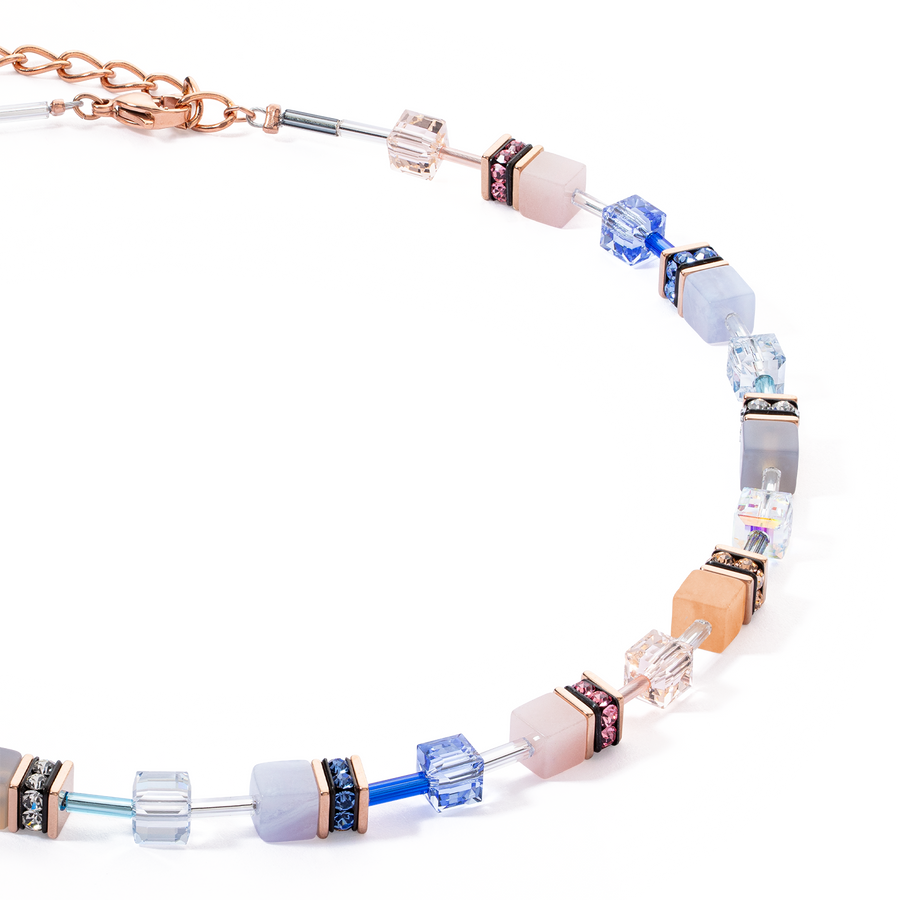 Collier GeoCUBE® Iconic Precious bleu clair-beige