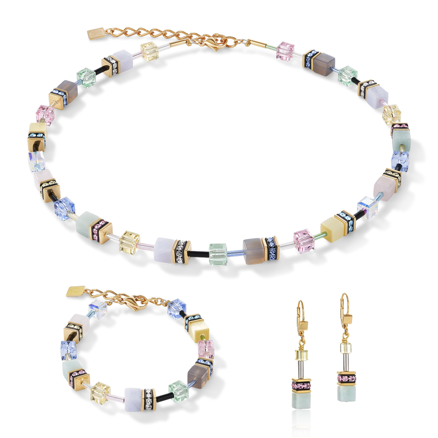 Collier GeoCUBE® Cristaux  & pierres précieuses multicolore romance