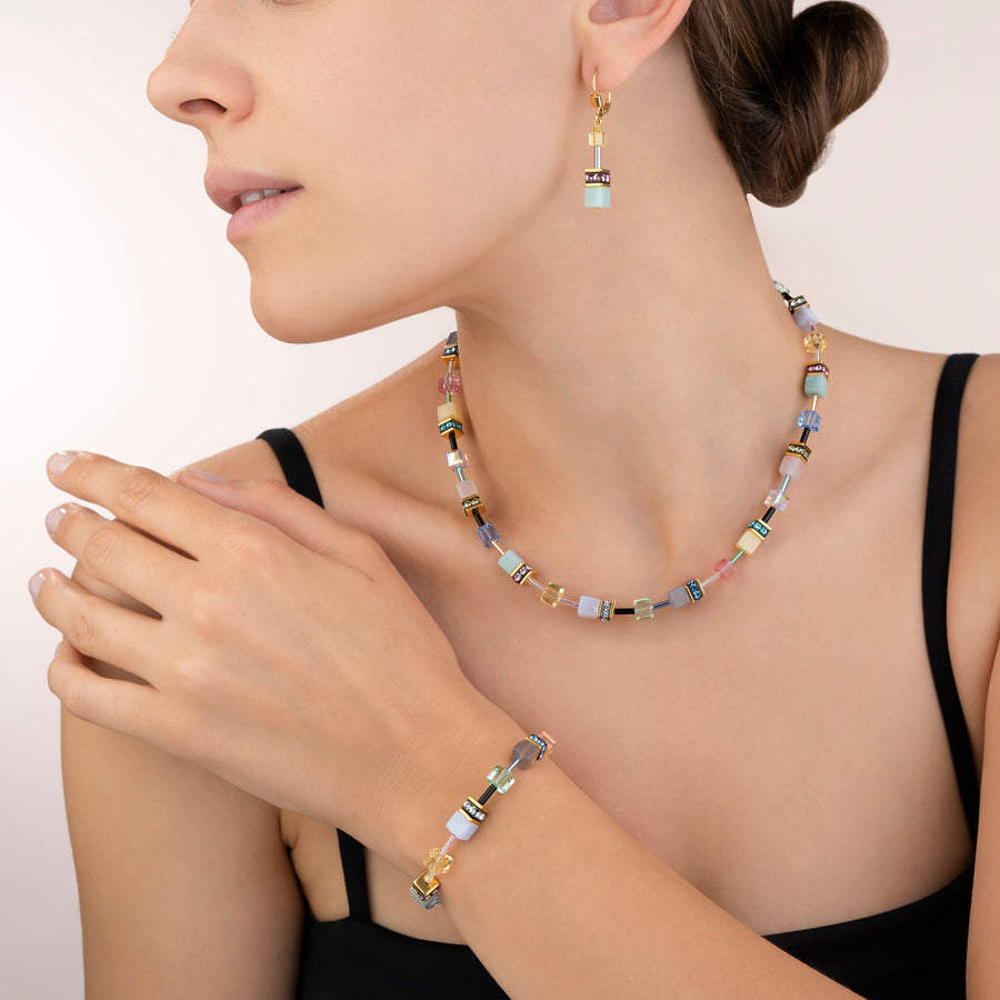 Collier GeoCUBE® Cristaux  & pierres précieuses multicolore romance