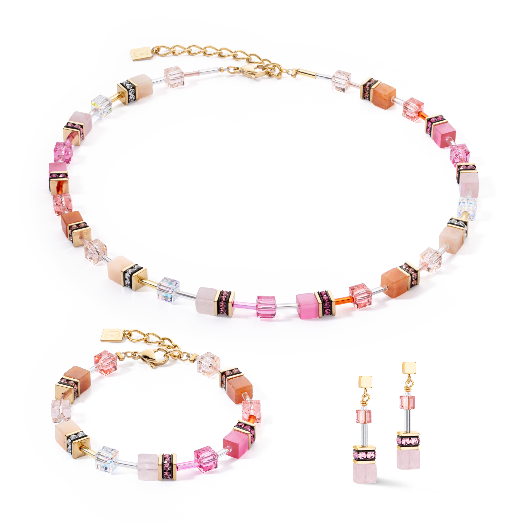 Collier GeoCUBE® Iconic Precious rose-orange