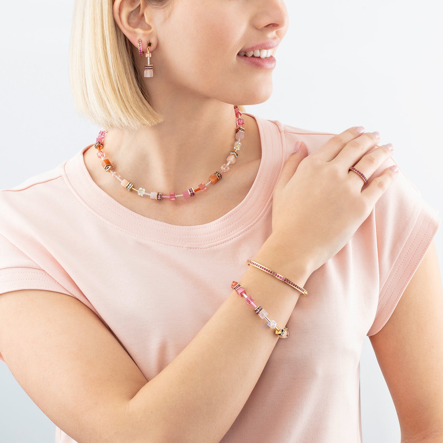 Collier GeoCUBE® Iconic Precious rose-orange