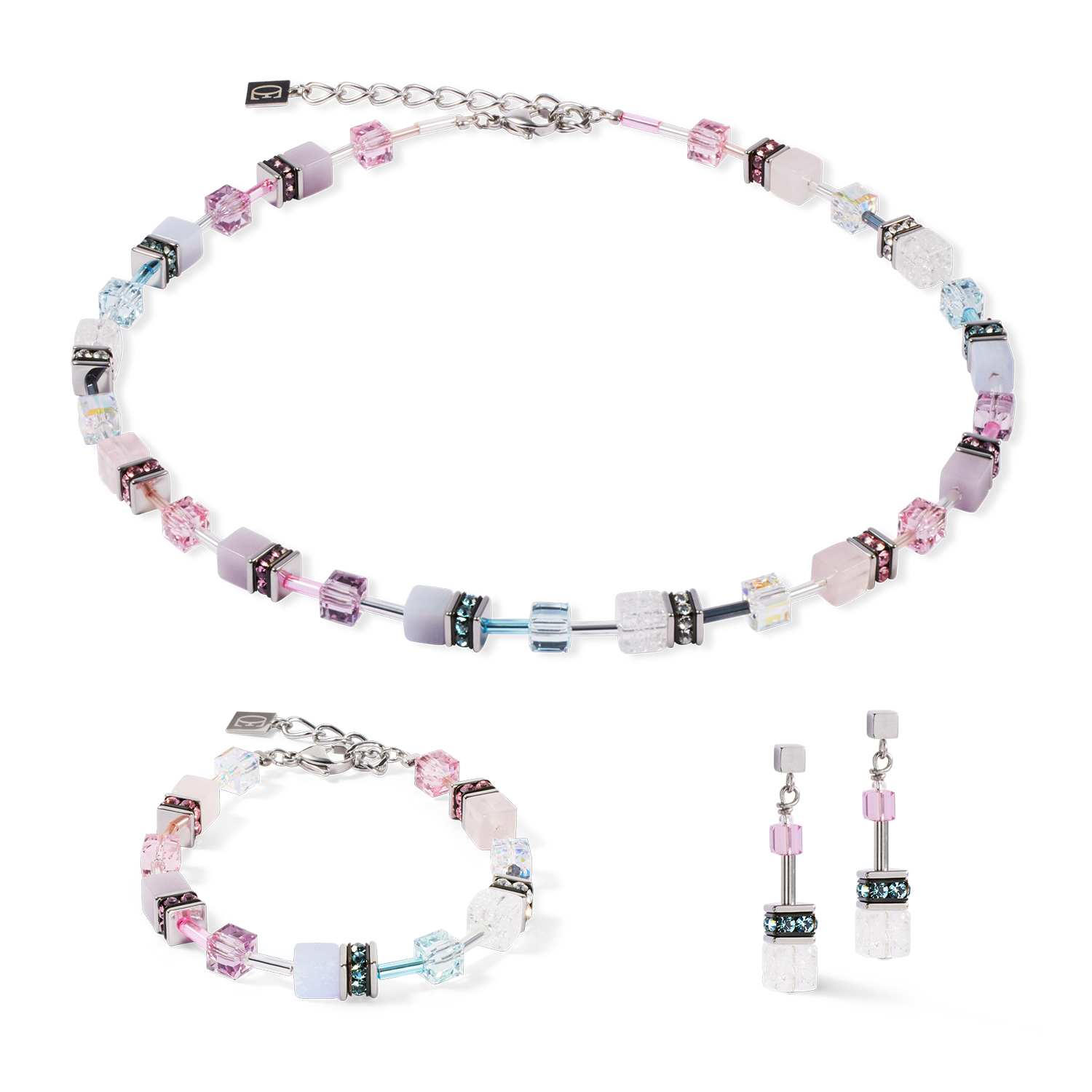 Collier GeoCUBE® Iconic Precious rose-lilas