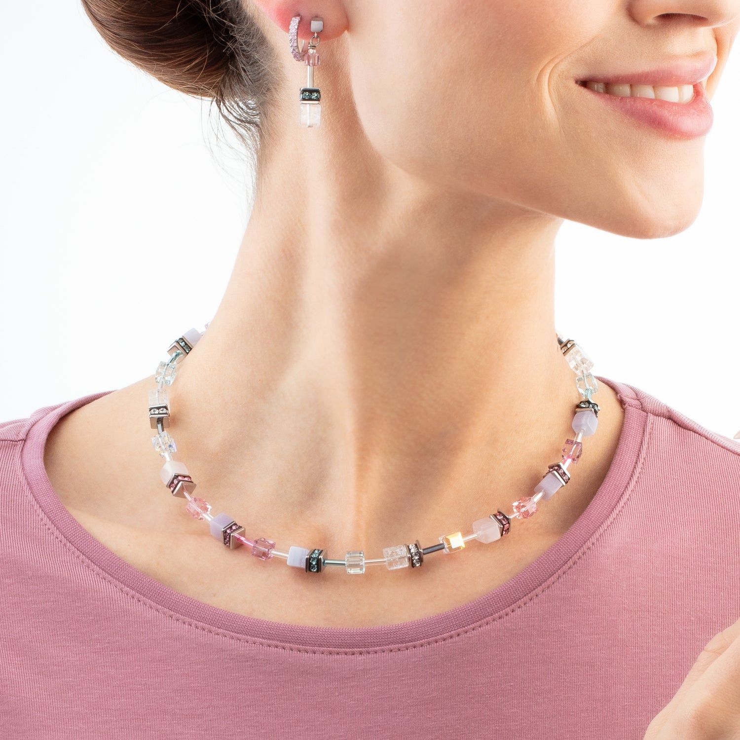 Collier GeoCUBE® Iconic Precious rose-lilas