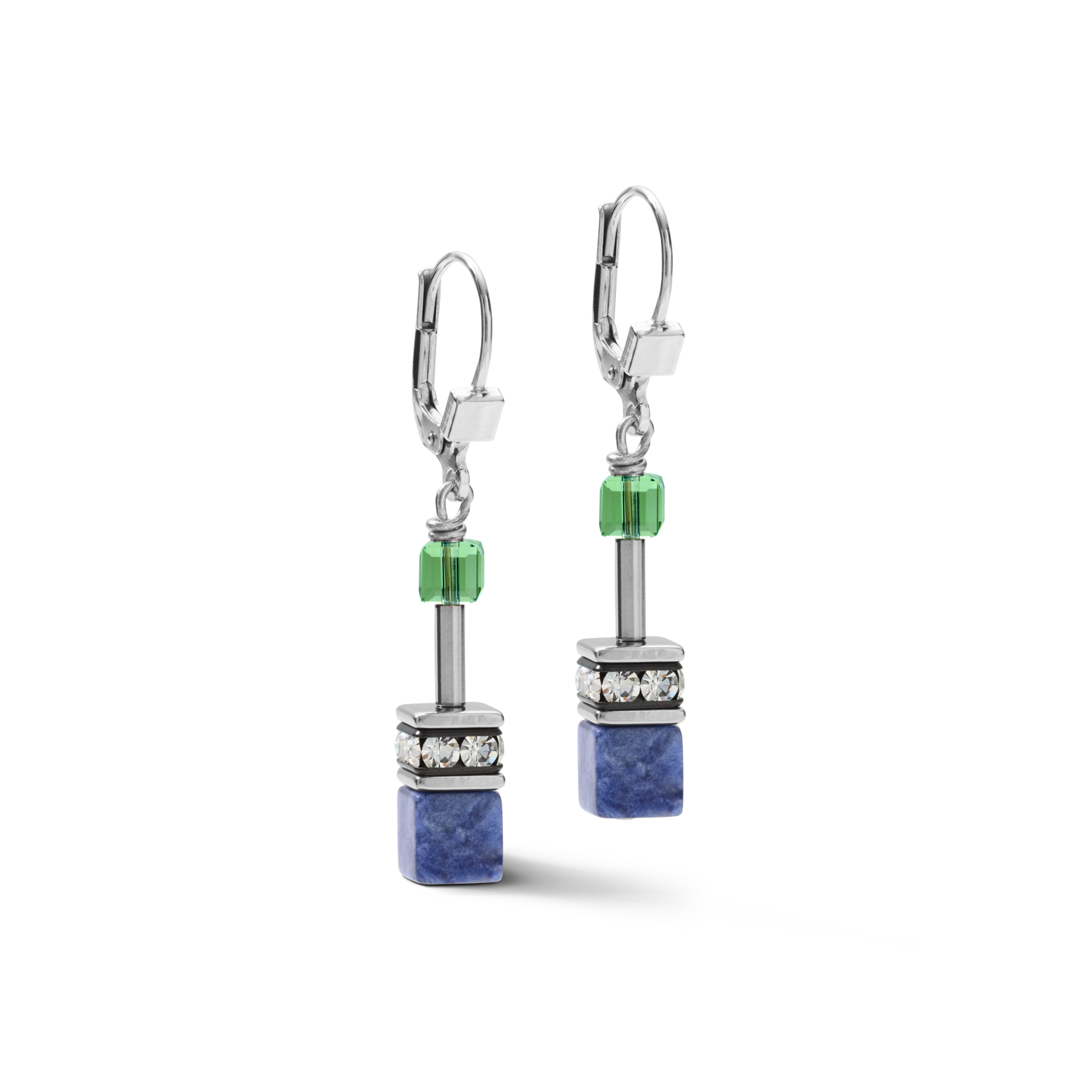 Boucles d'oreille GeoCUBE® Cristaux & pierres précieuses bleu-vert