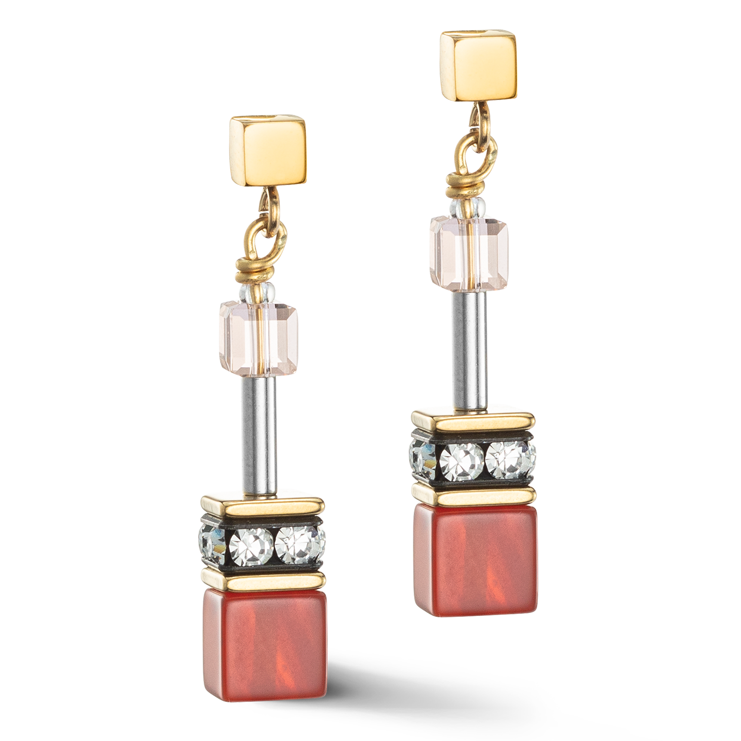 Boucles d'oreille GeoCUBE® Iconic Precious rouge-beige