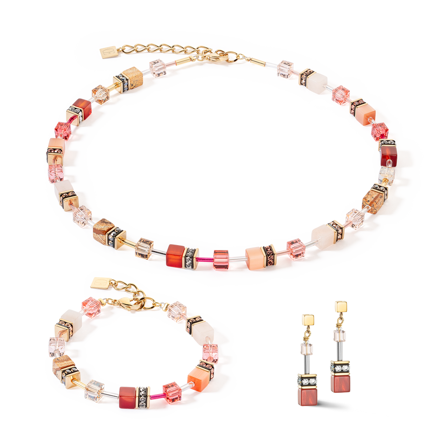 Boucles d'oreille GeoCUBE® Iconic Precious rouge-beige