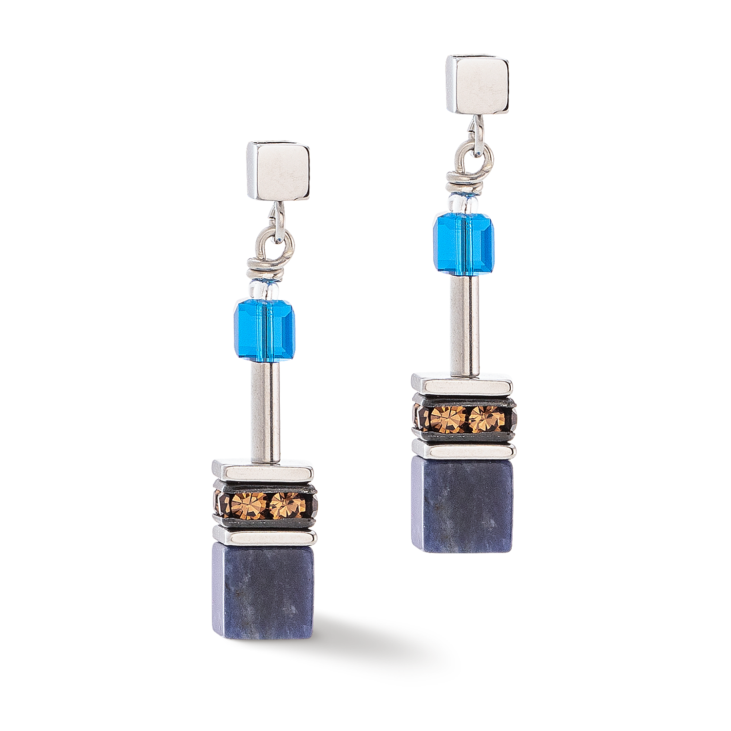 Boucles d'oreilles GeoCUBE® Iconic Precious bleu-brun