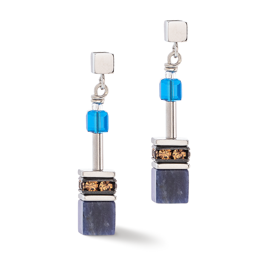 Boucles d'oreilles GeoCUBE® Iconic Precious bleu-brun