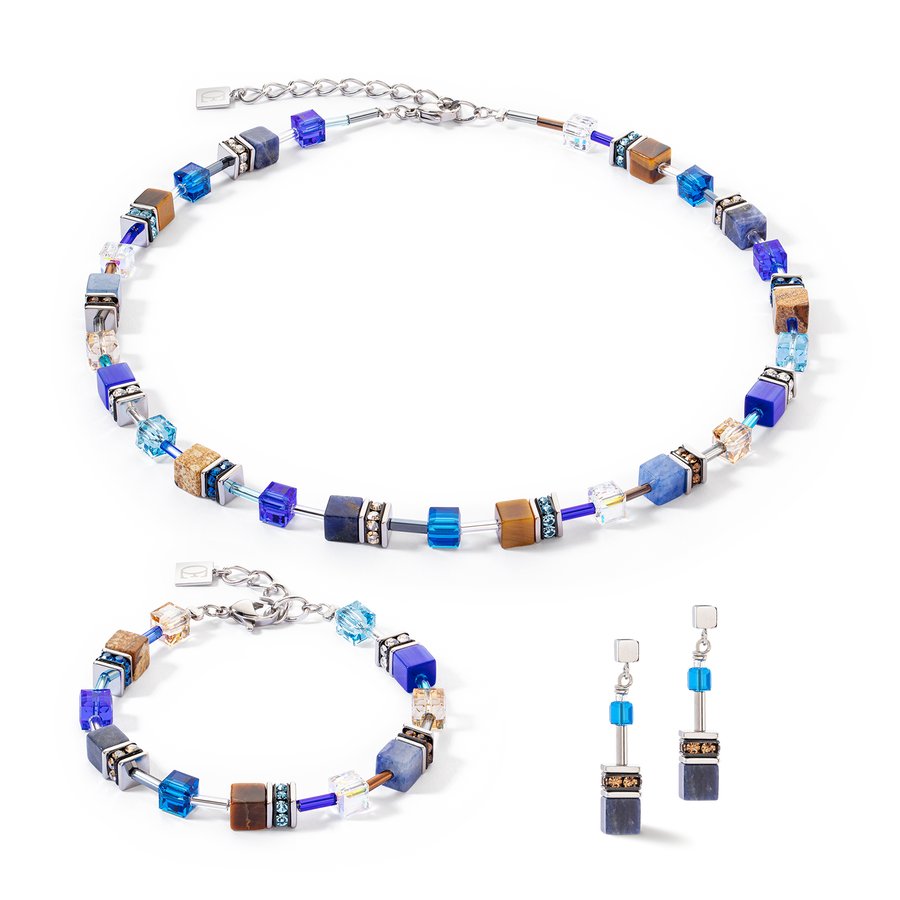 Boucles d'oreilles GeoCUBE® Iconic Precious bleu-brun