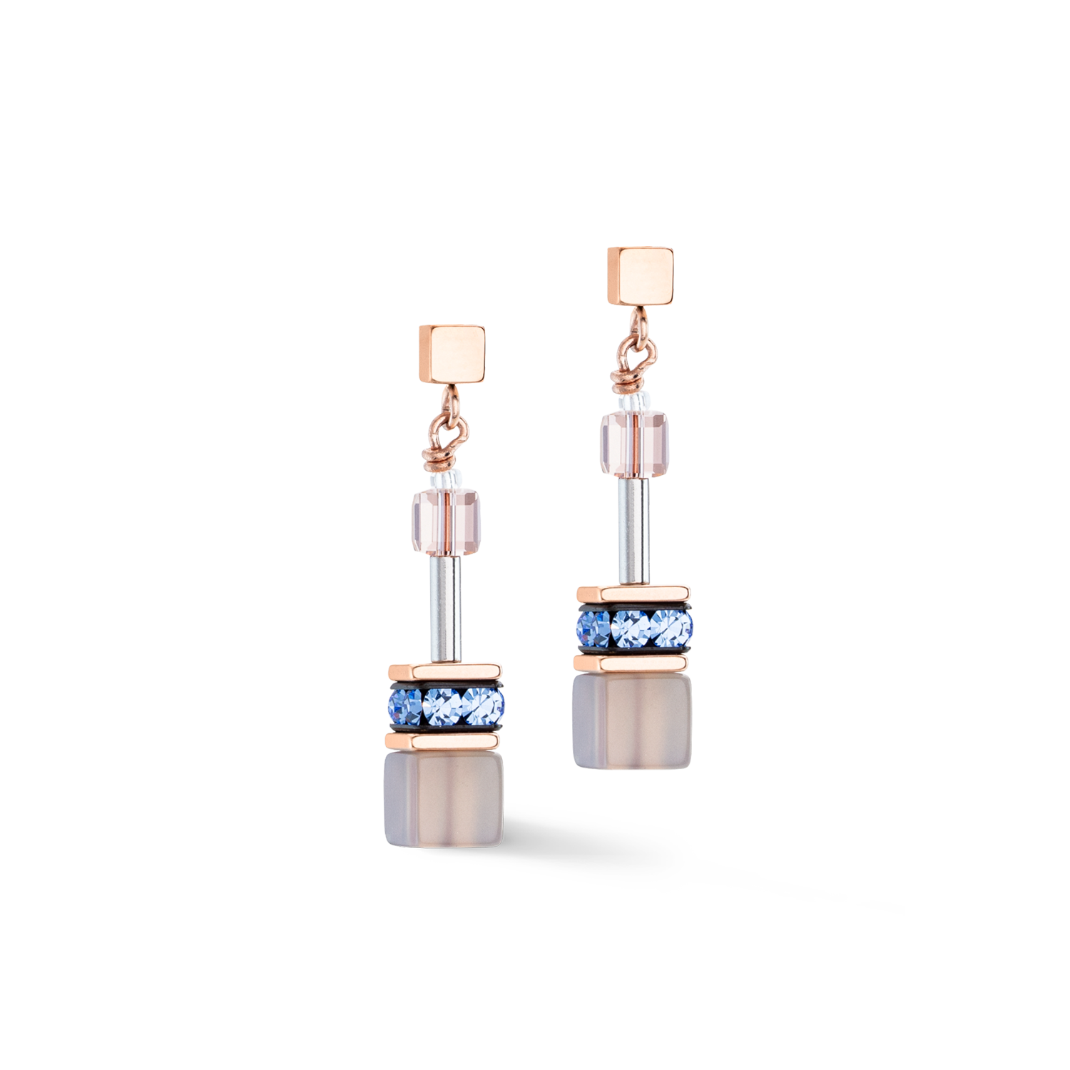 Boucles d'oreilles GeoCUBE® Iconic Precious bleu clair-beige