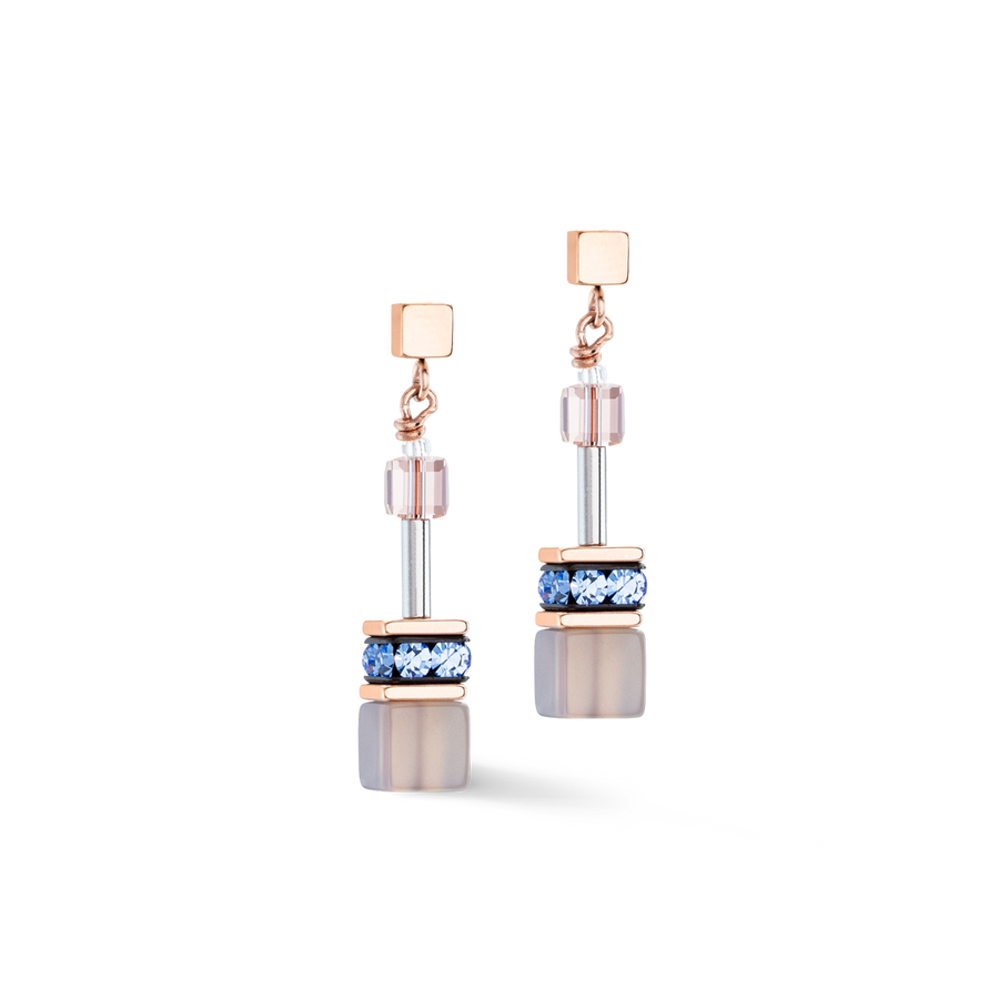 Boucles d'oreilles GeoCUBE® Iconic Precious bleu clair-beige