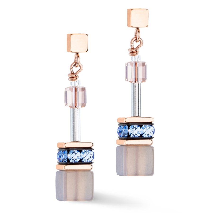 Boucles d'oreilles GeoCUBE® Iconic Precious bleu clair-beige