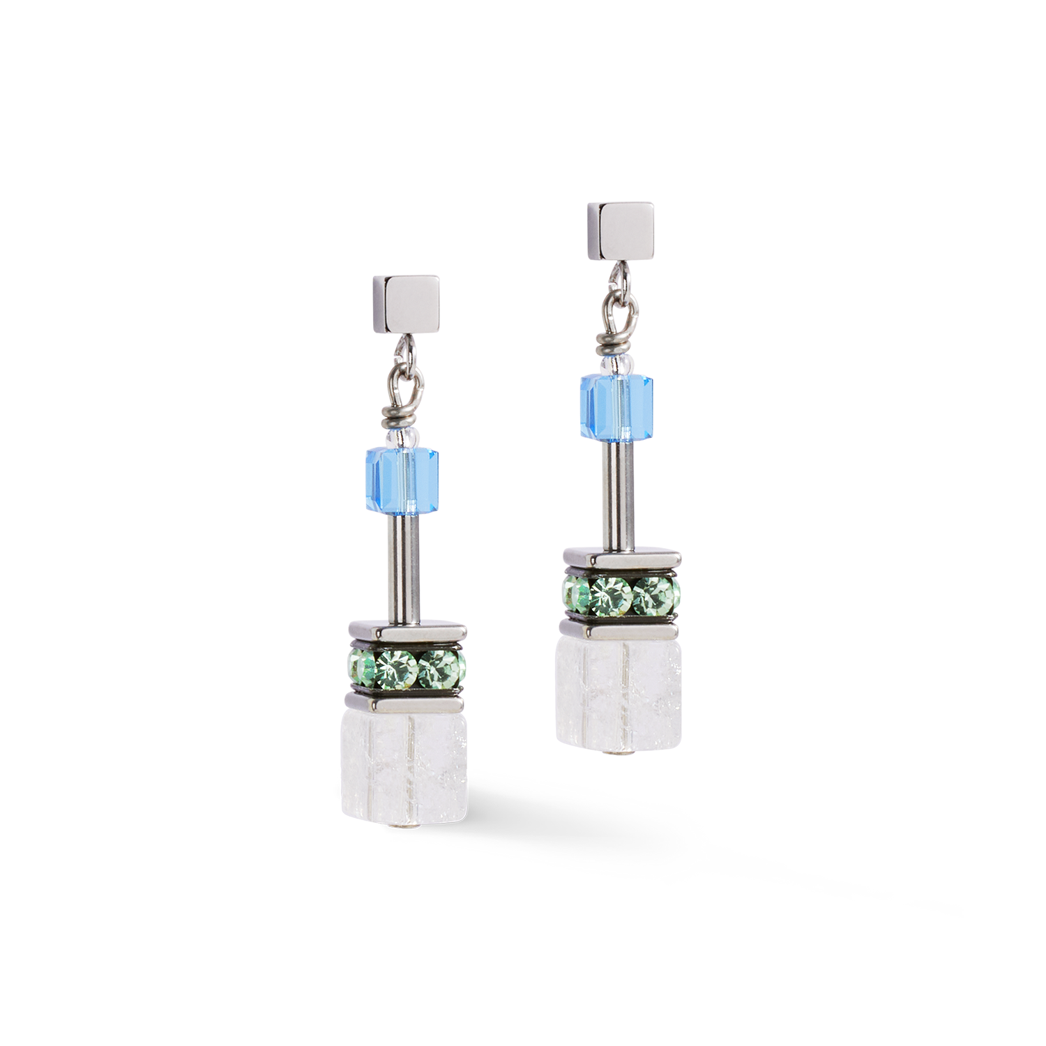 Boucles d'oreilles GeoCUBE® Iconic Precious vert aqua