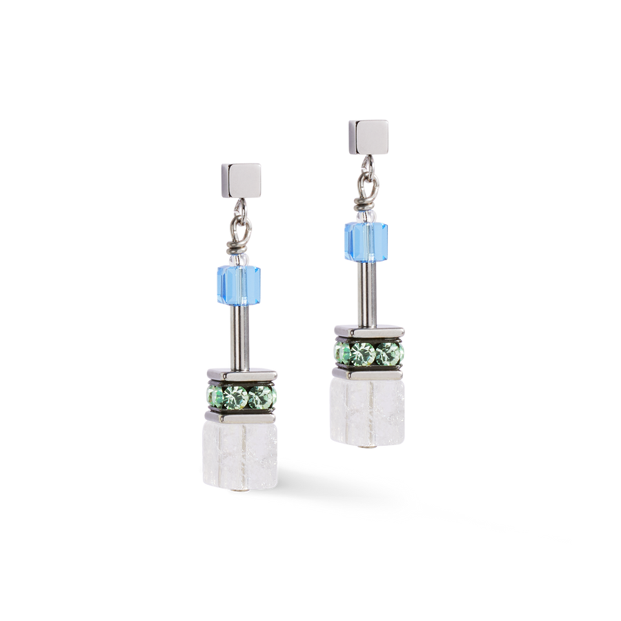 Boucles d'oreilles GeoCUBE® Iconic Precious vert aqua