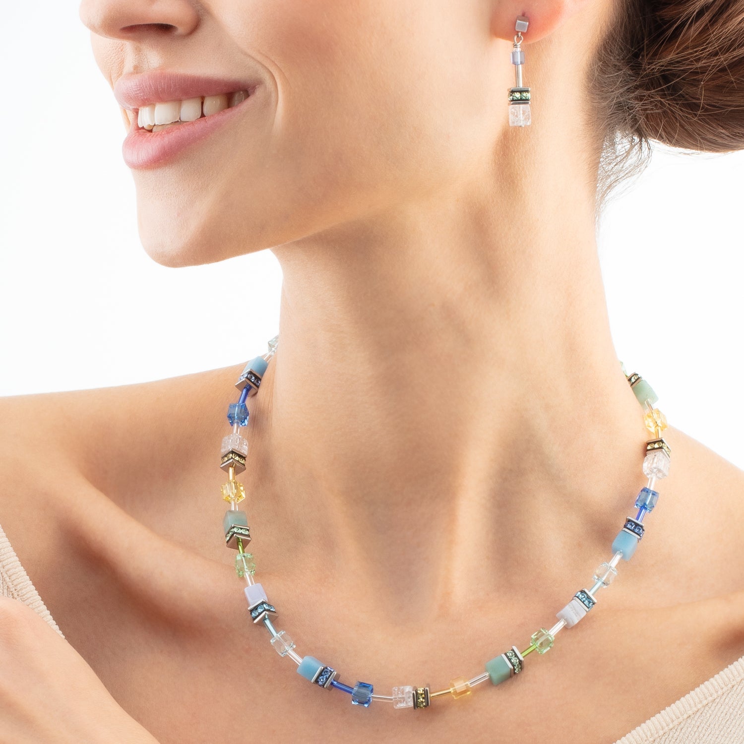 Boucles d'oreilles GeoCUBE® Iconic Precious vert aqua