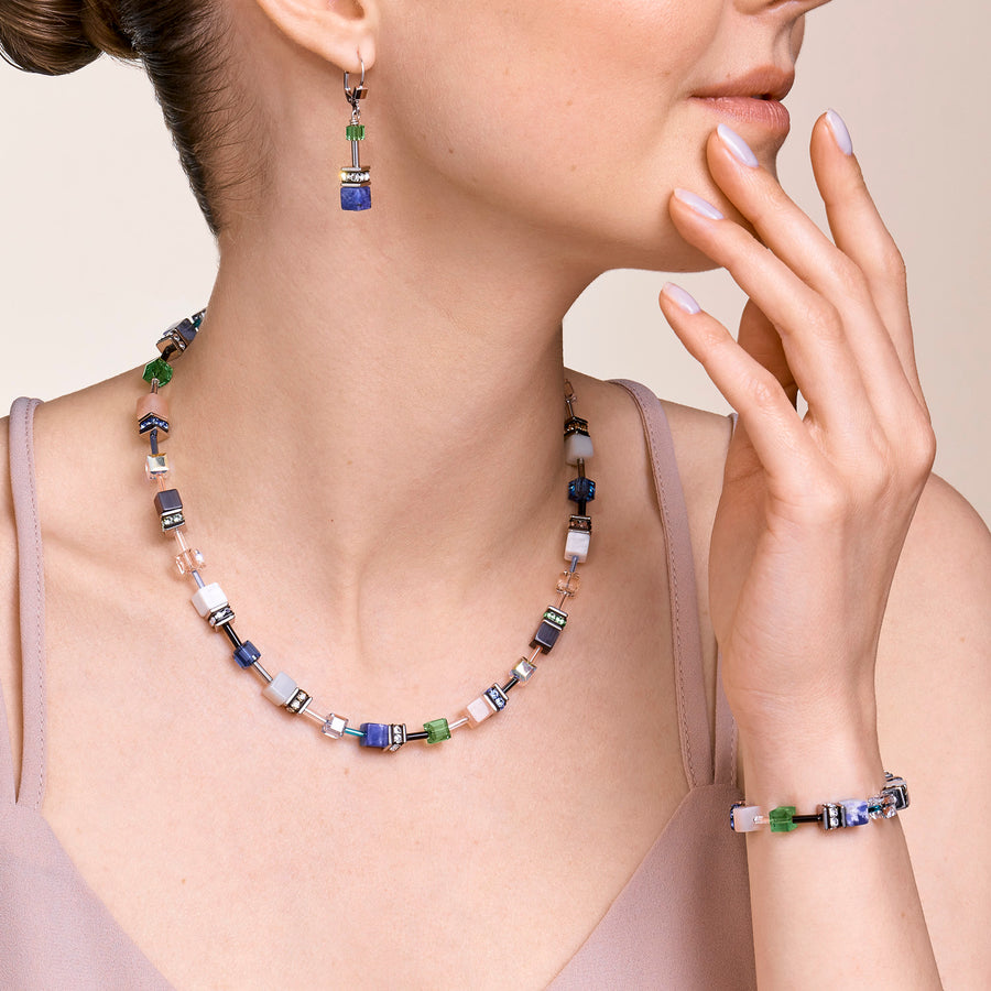Bracelet GeoCUBE® Cristaux  & pierres précieuses bleu-vert