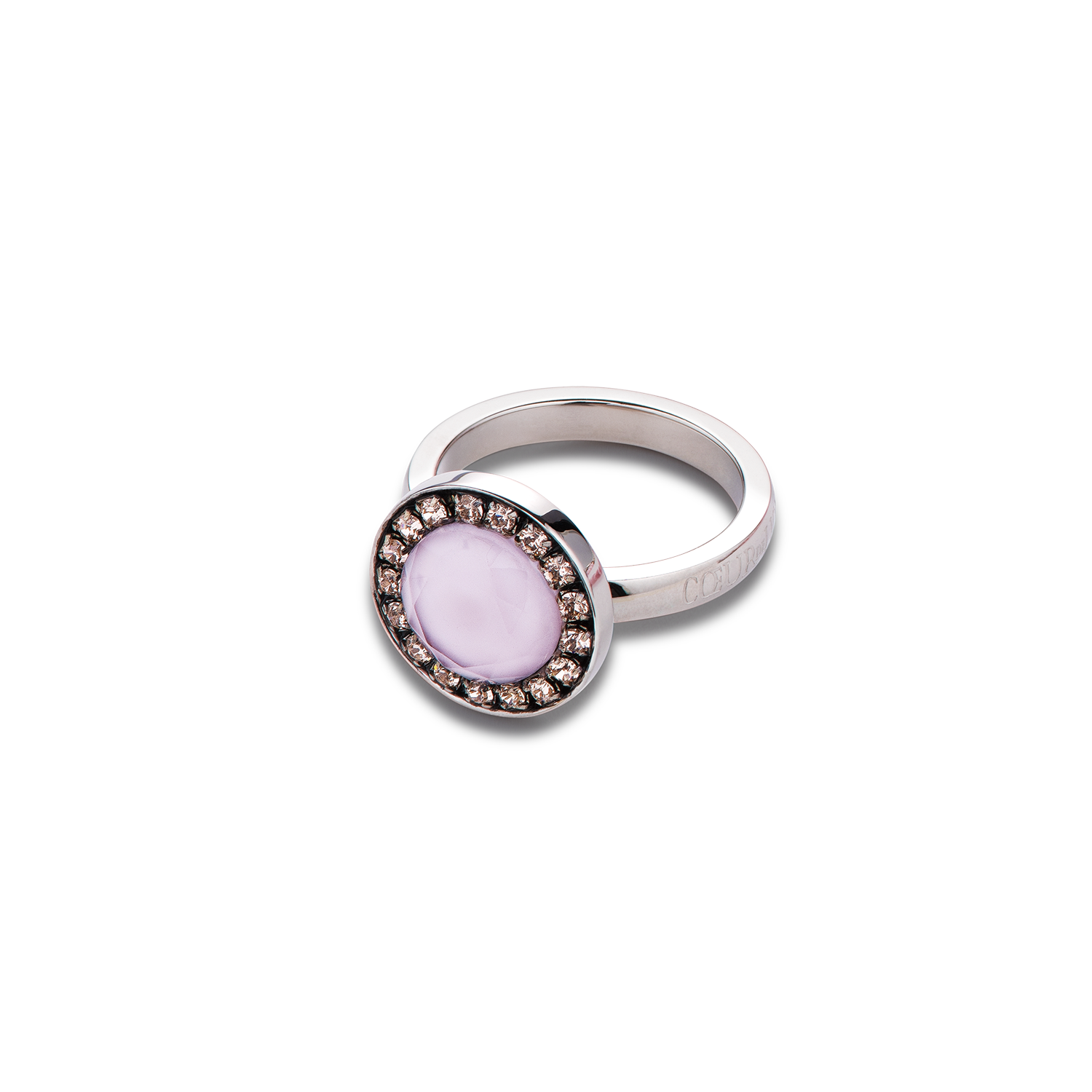 Bague cristaux Swarovski® & verre bicolore rose