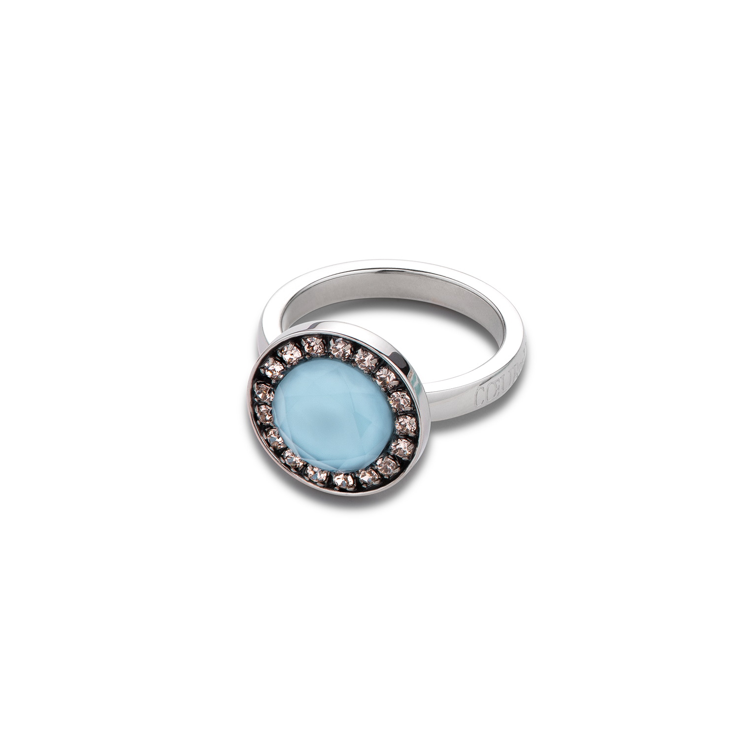 Bague cristaux Swarovski® & verre bicolore aqua