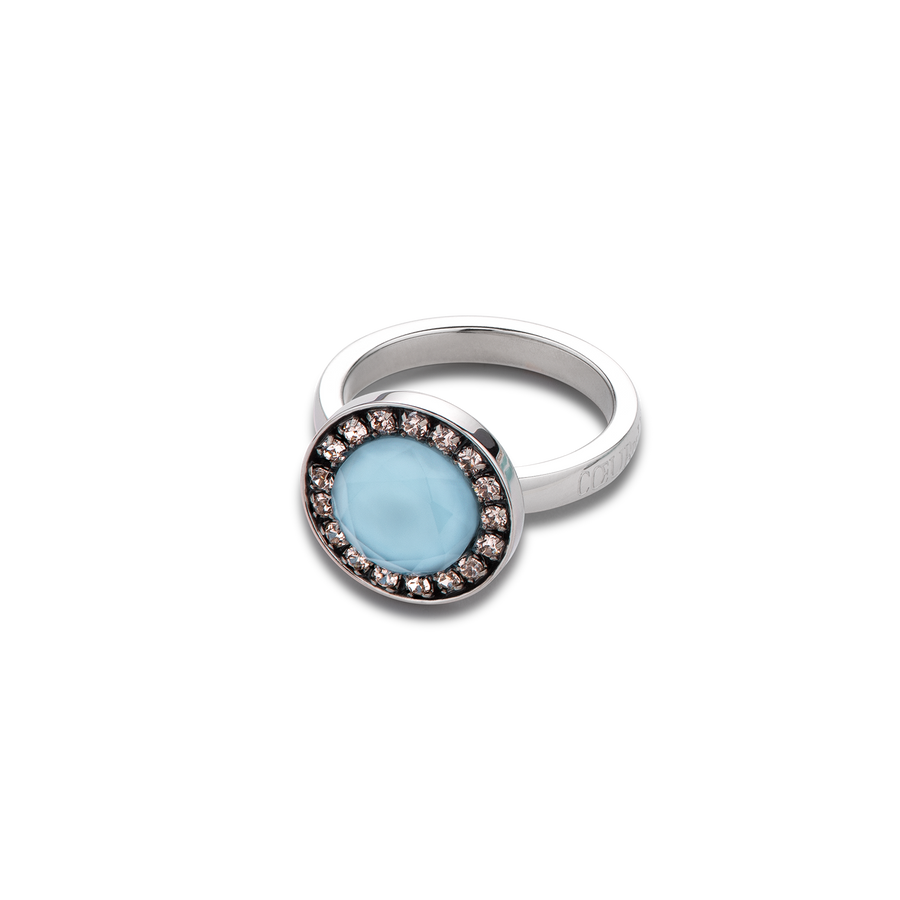 Bague cristaux Swarovski® & verre bicolore aqua