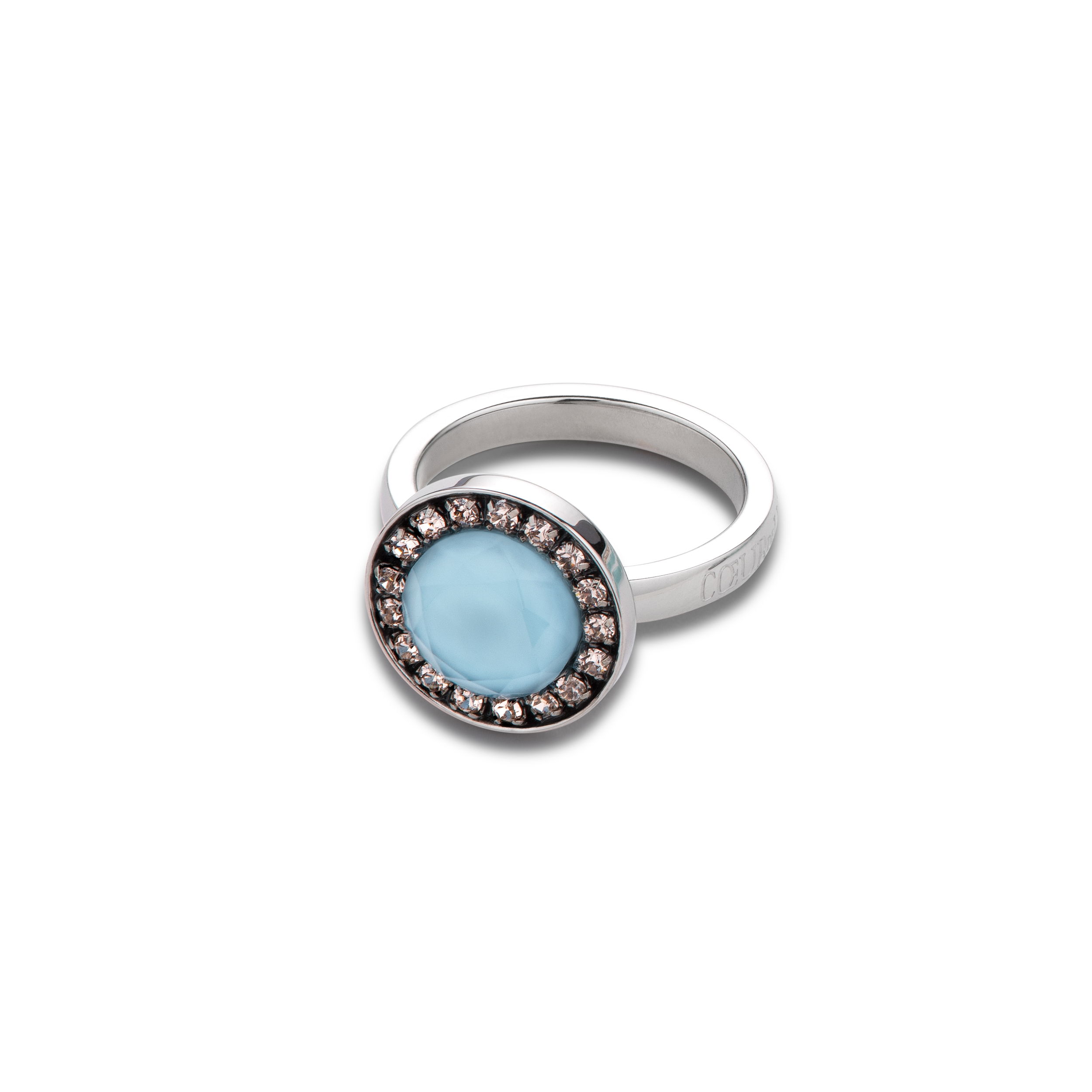 Bague cristaux Swarovski® & verre bicolore aqua