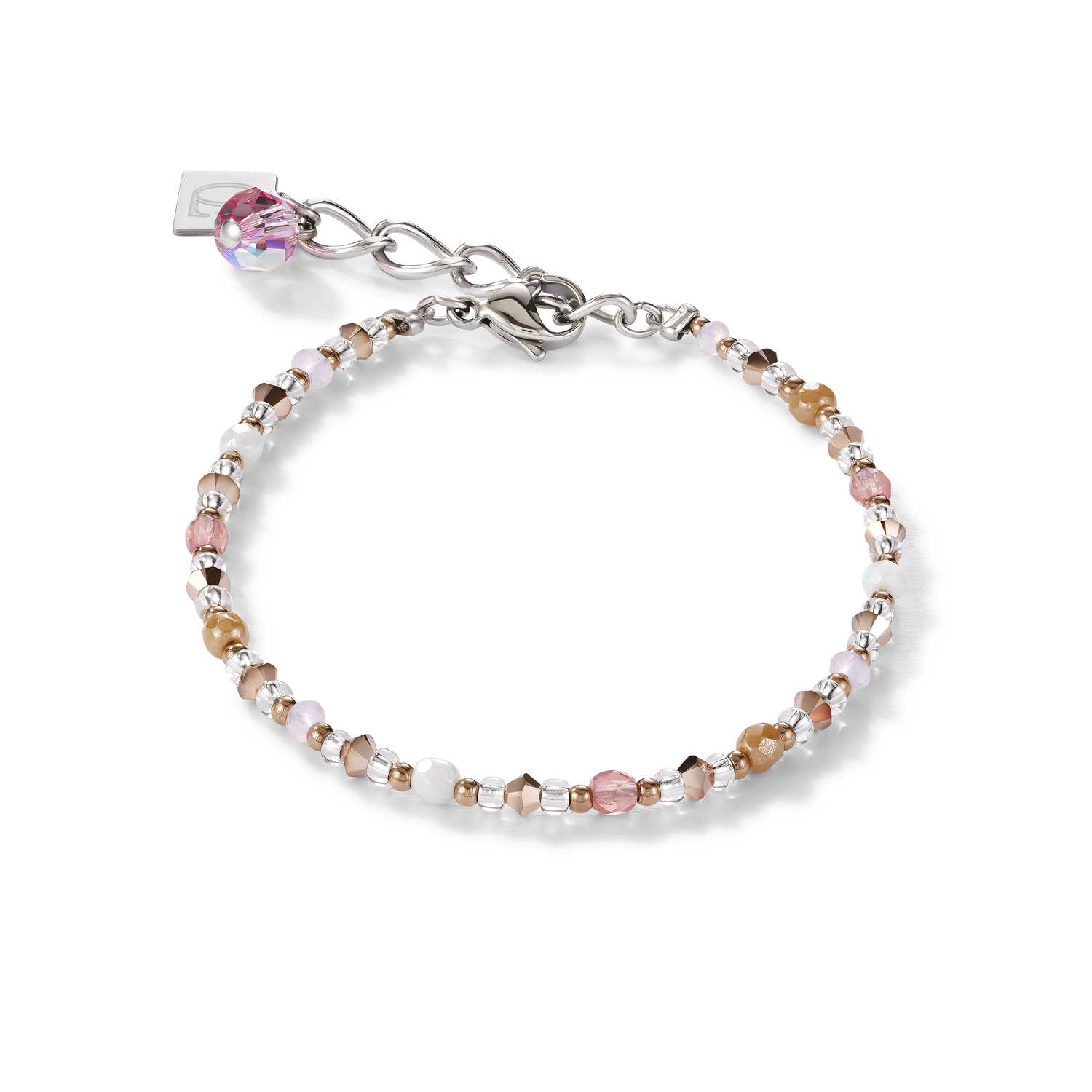 Bracelet Cristaux & acier inoxydable rose clair