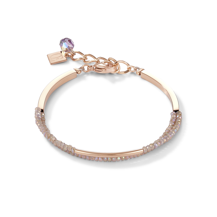Bracelet Cascade acier inoxydable or rose & verre nude