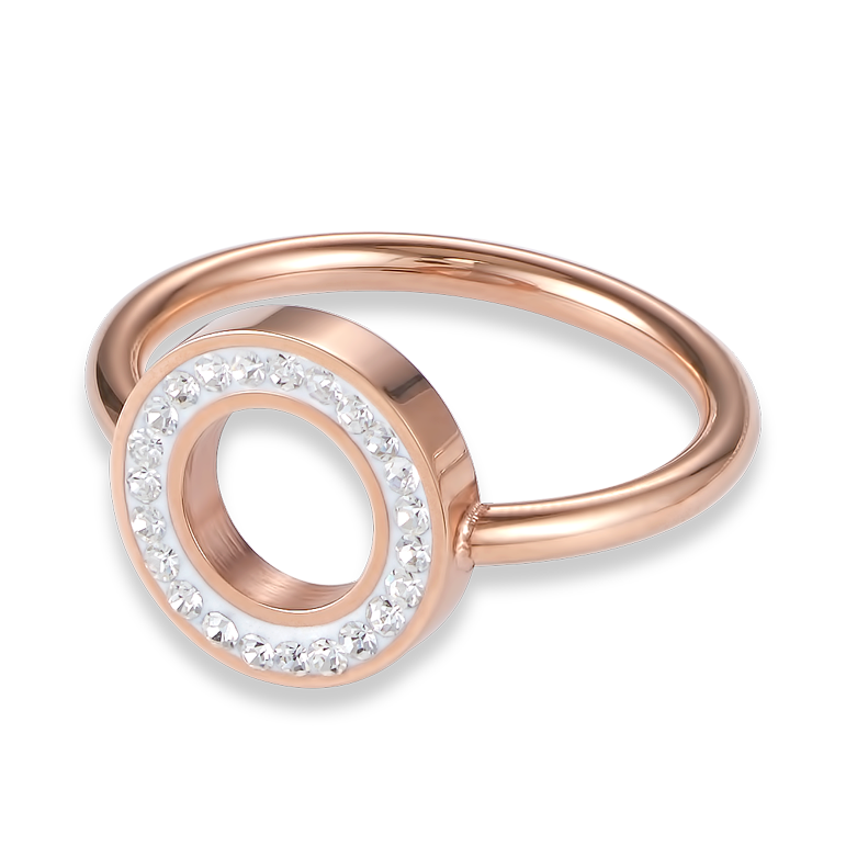 Bague Anneau Cristaux pavé cristal small & acier inoxydable or rose