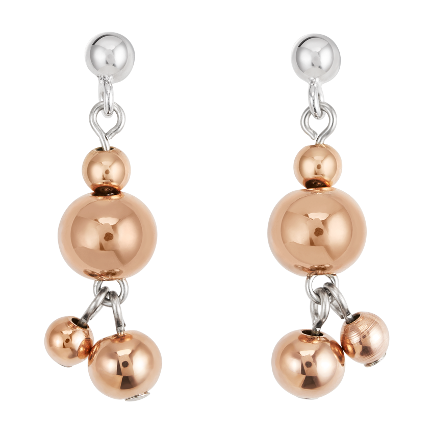 Boucles d'oreille boules en acier inoxydable or rose-argent