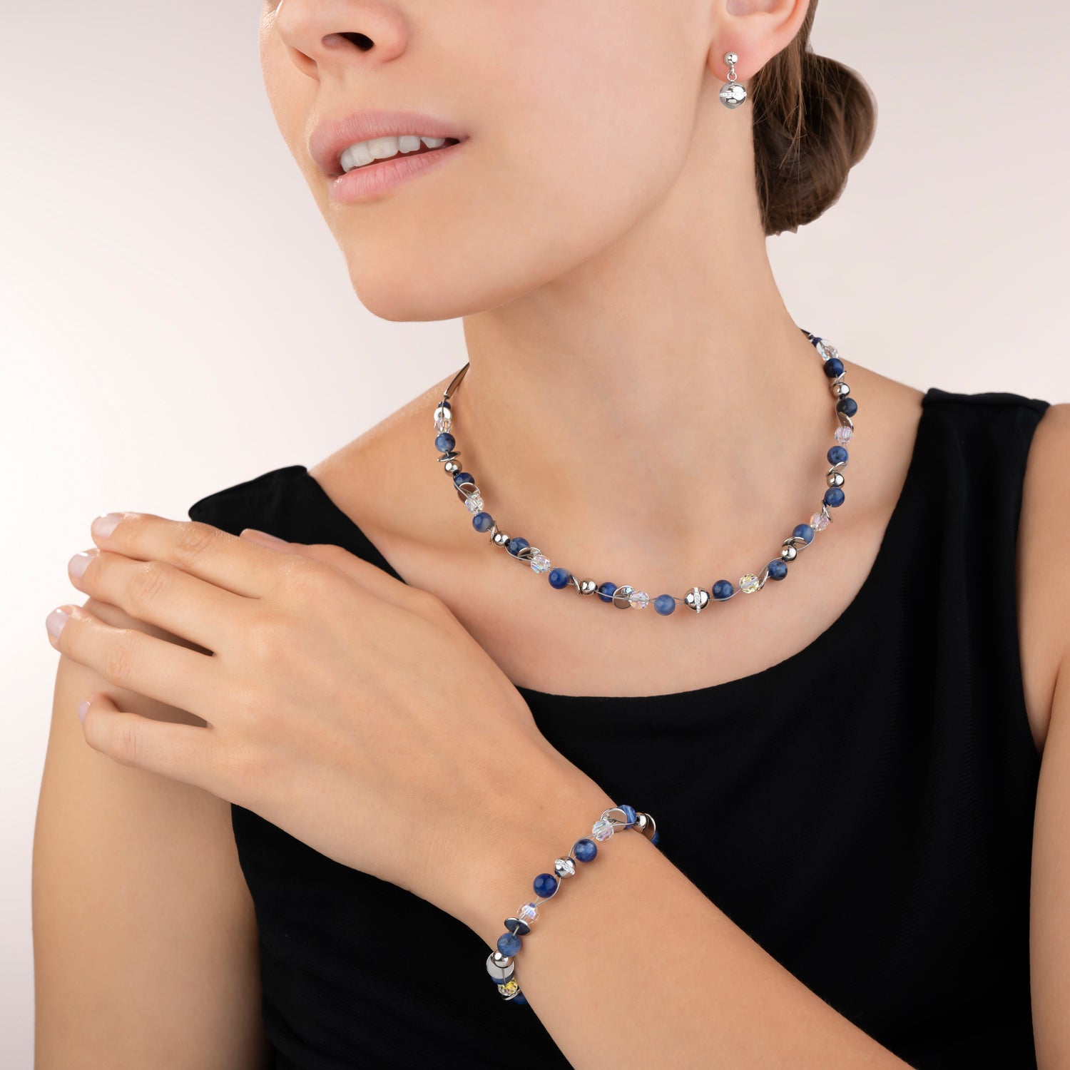 Boucles d'oreille TwistedPEARLS acier inoxydable argent