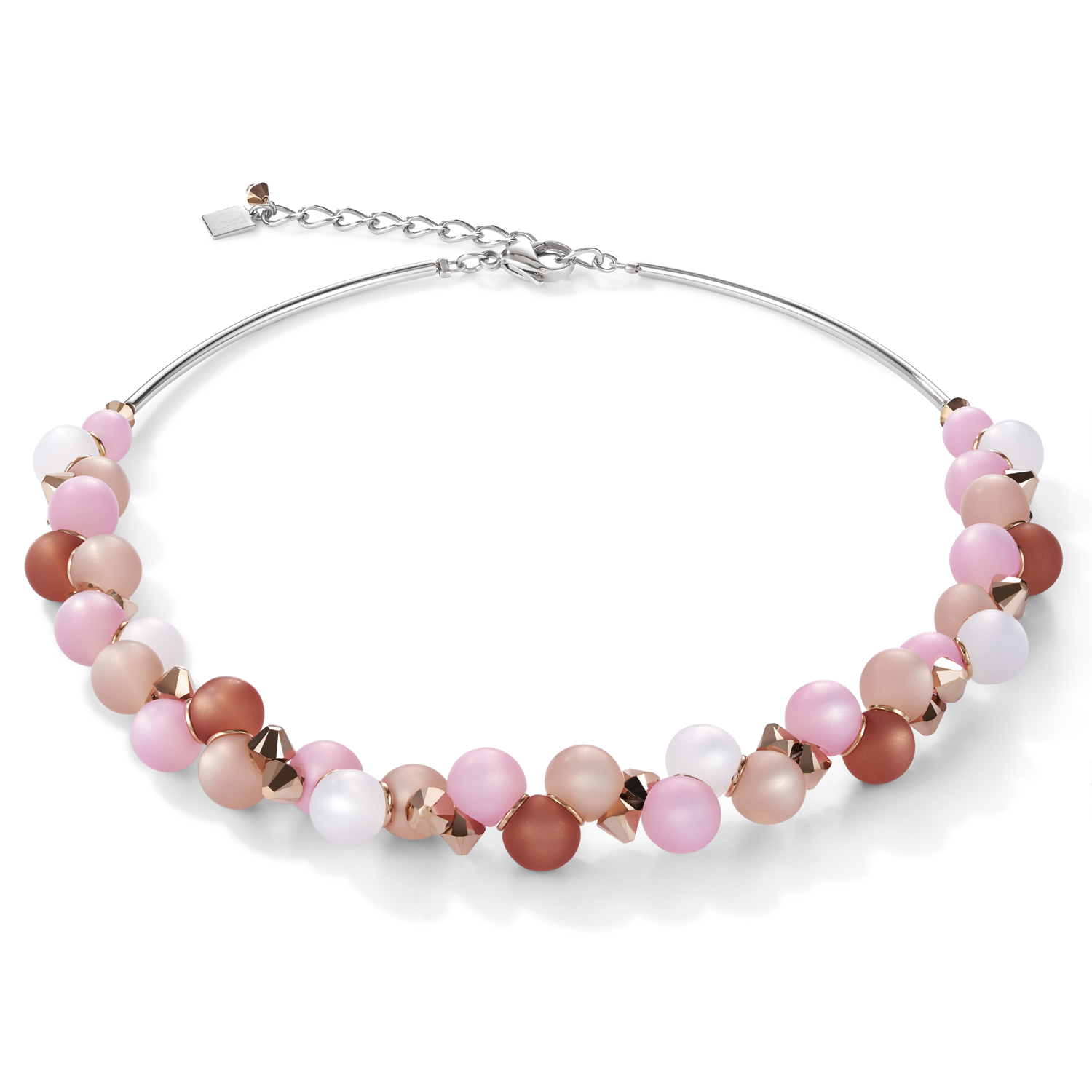 Collier Polaris, Cristaux & acier inoxydable rose-beige