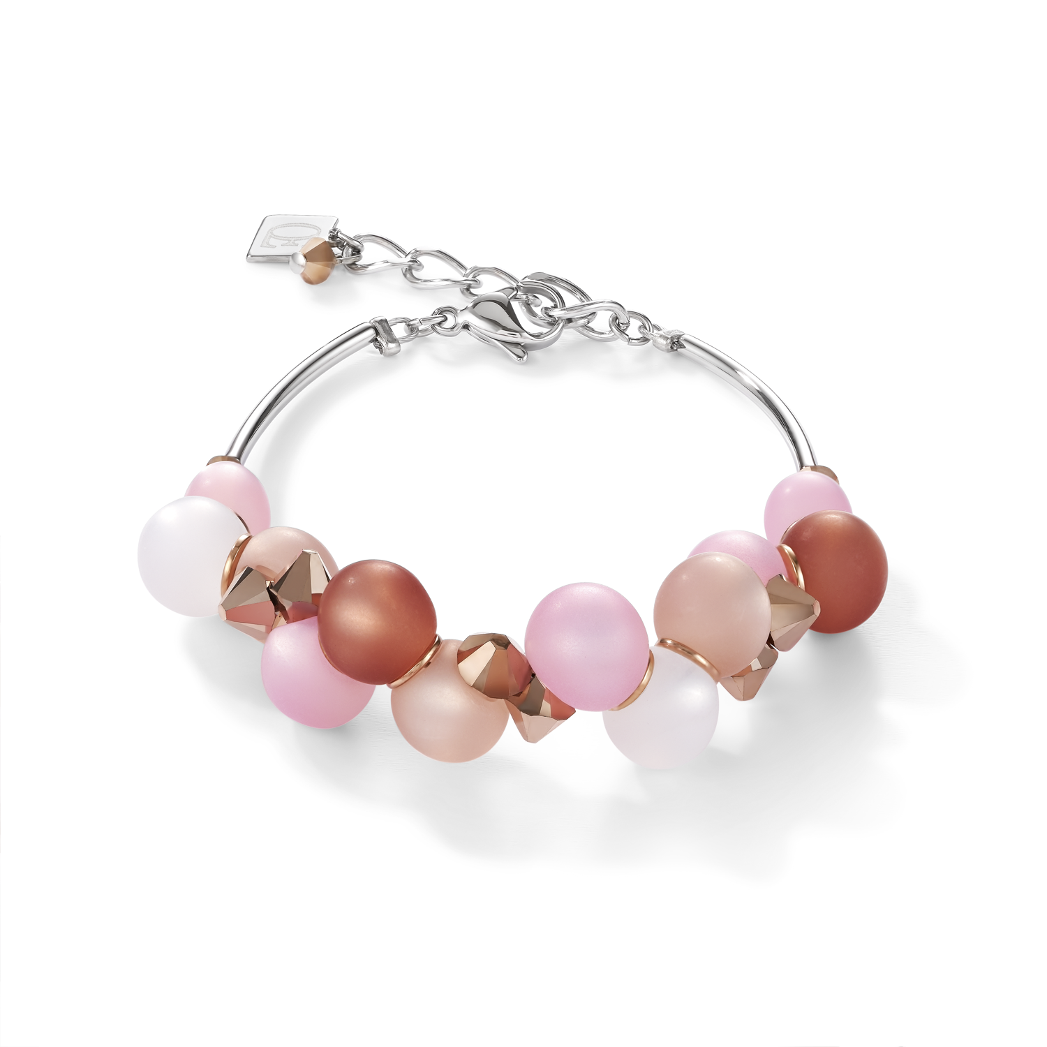 Bracelet Polaris, Cristaux & acier inoxydable rose-beige