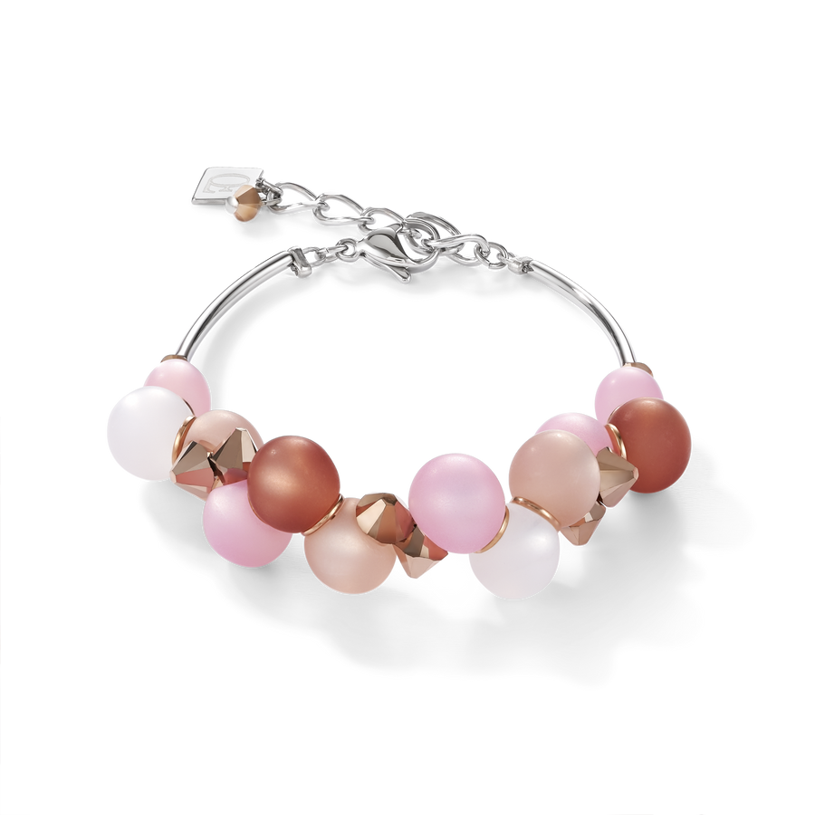 Bracelet Polaris, Cristaux & acier inoxydable rose-beige