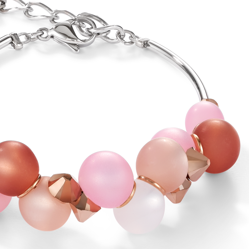 Bracelet Polaris, Cristaux & acier inoxydable rose-beige