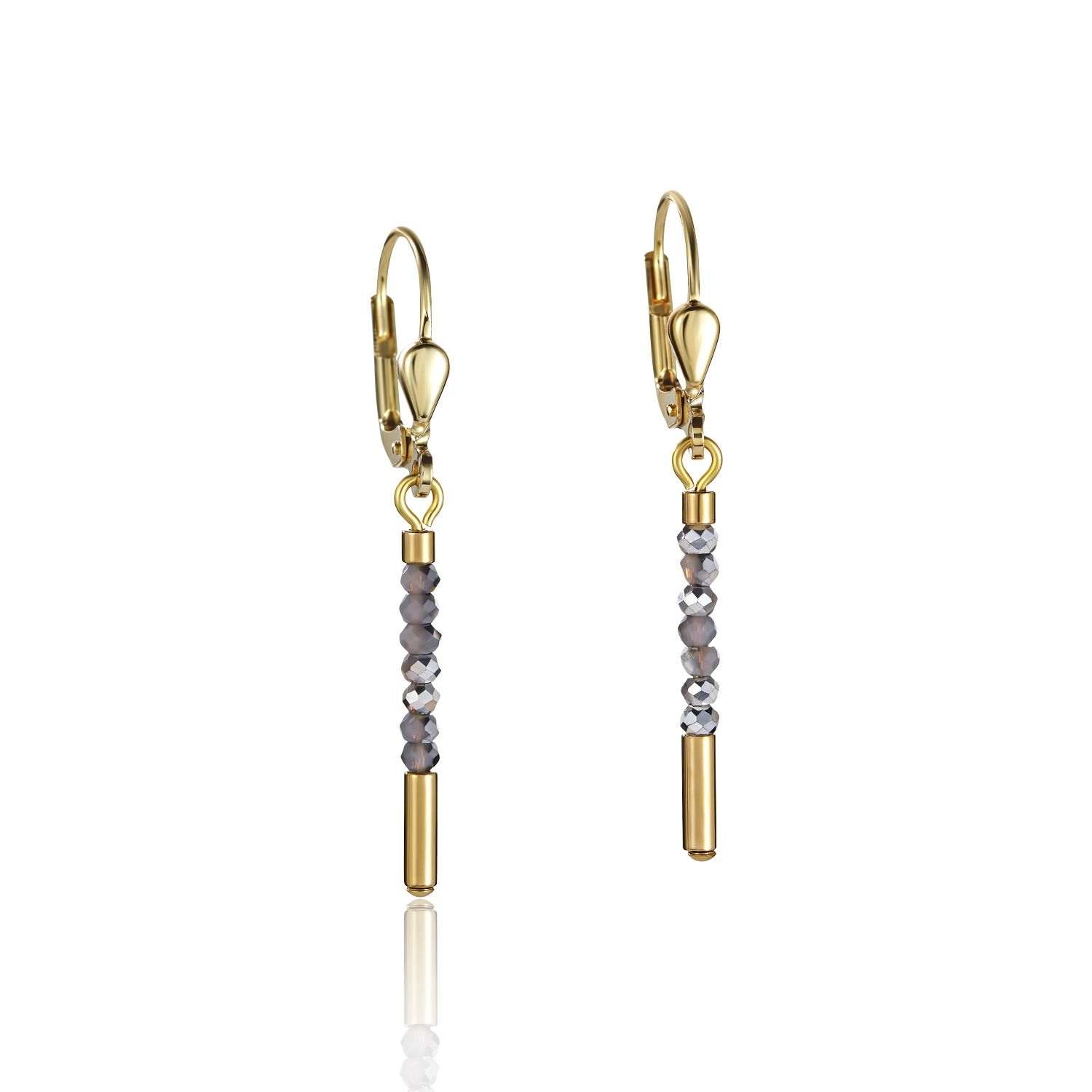 Boucles d'oreille Cascade small acier inoxydable or & verre argent