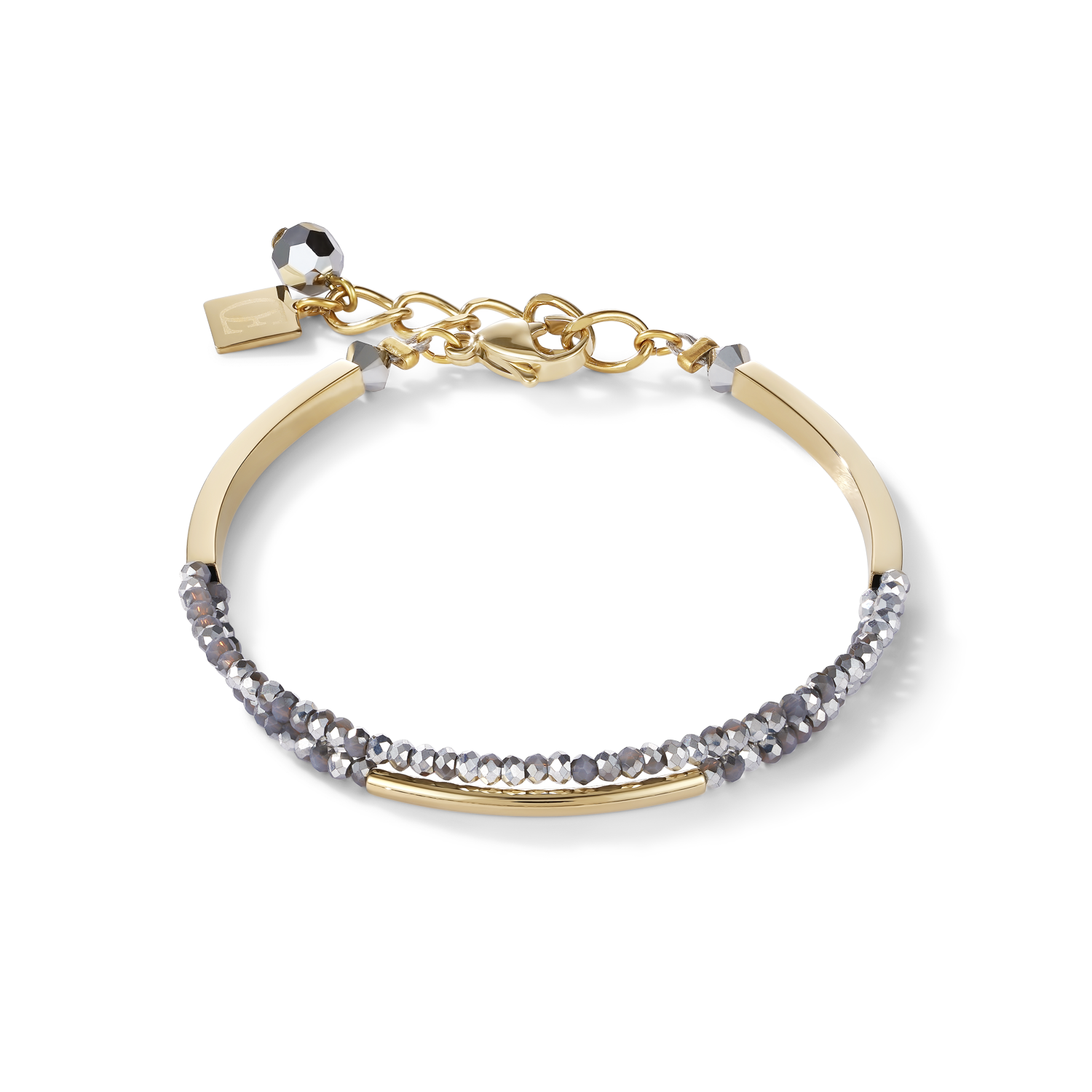 Bracelet Cascade small acier inoxydable or & verre argent
