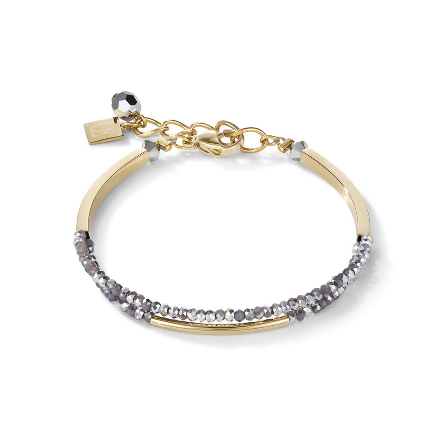 Bracelet Cascade small acier inoxydable or & verre argent