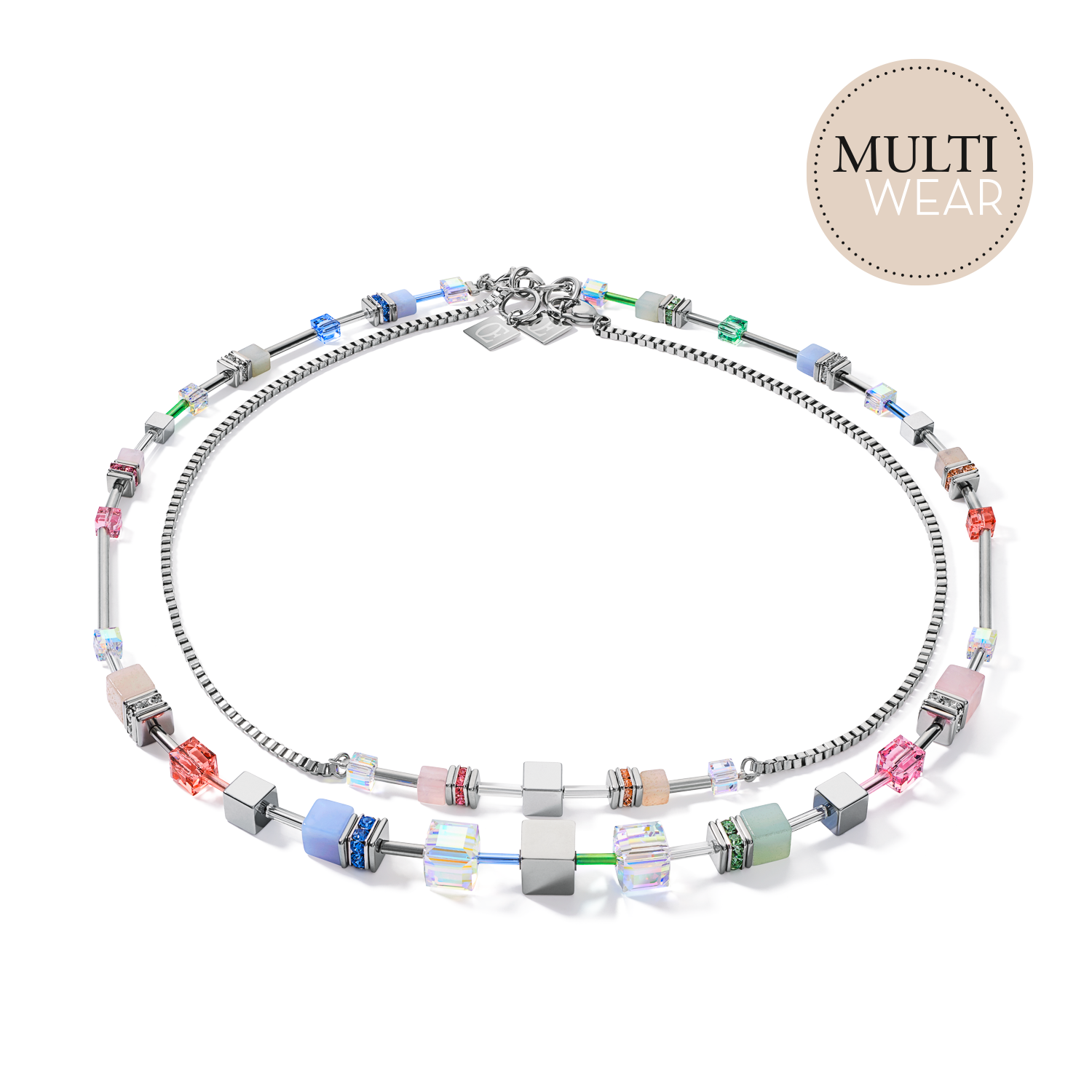Collier GeoCUBE® Multitask 4-in1 summer multi pastel argent